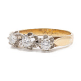 Anello trilogy vintage in oro giallo 14k con diamanti (0,42ctw), anni '70