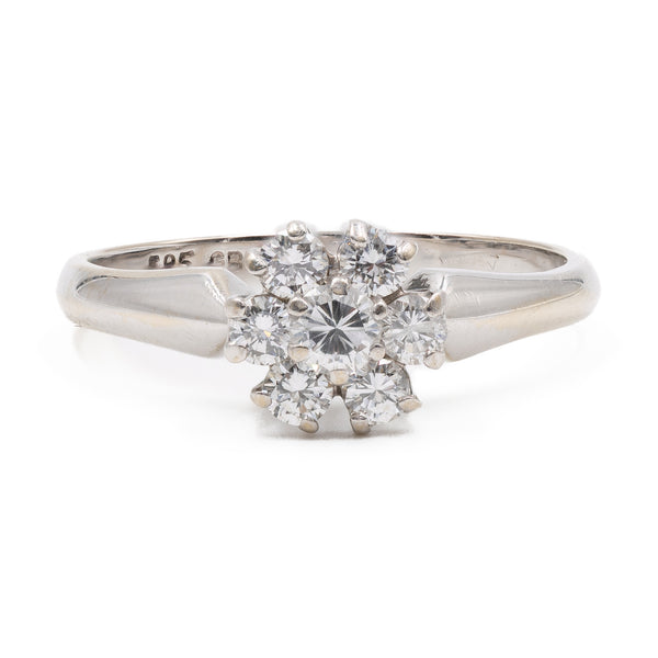 Anello vintage in oro bianco 14k con diamanti (0,45ctw)