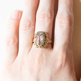 Vintage-Ring aus 14-karätigem Gelbgold mit synthetischem blauen Spinell (ca. 4.50 ct), 50er Jahre