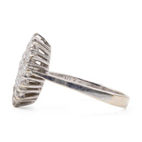 Anello vintage a navette in oro bianco 14k con diamanti (1.07ctw), anni '70