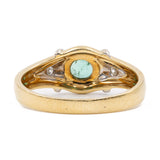Vintage 18K yellow gold ring with emerald (0.20ct approx.) and brilliant cut diamonds, 70s