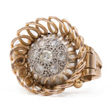 Anillo vintage de oro de 18 quilates con diamantes (0,24 cts), década de 50