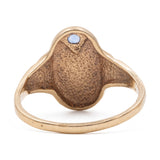 Anello vintage in oro giallo 18k con pasta di vetro blu