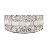 Anello vintage in platino 900 con diamanti di taglio brillante e baguette per un totale di 2ct