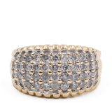 Anello vintage a fascia in oro giallo 14k con diamanti (1,32ctw), anni '70