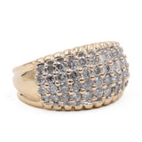 Anello vintage a fascia in oro giallo 14k con diamanti (1,32ctw), anni '70