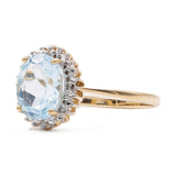 Anello vintage in oro giallo 9k con topazio e diamanti