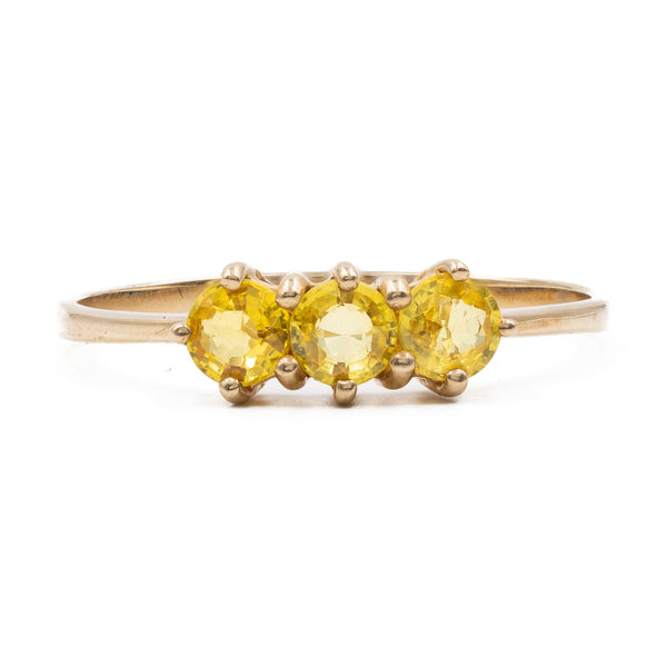 Anello vintage trilogy in oro giallo 9k con zaffiri gialli