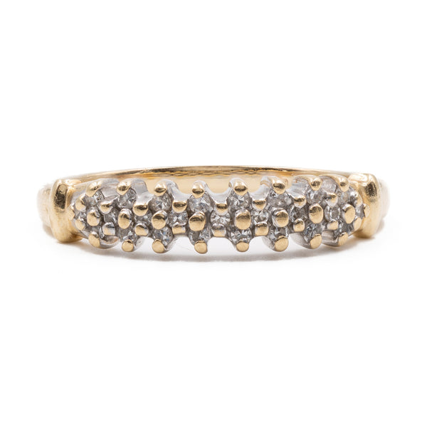 Anello vintage a riviera in oro giallo 9k con diamanti (0,12ctw)