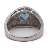 Anello vintage in platino con zaffiro a goccia (1,41ct) e diamanti (1,10ctw)
