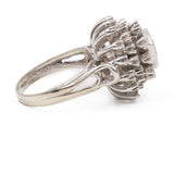 Anello vintage in oro bianco 14k con smeraldo (0,80ct) e diamanti (0,80ctw), anni '60