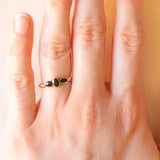 Trilogy vintage in oro giallo 14K con onici, anni ‘50