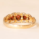 Vintage-Ring aus 9-karätigem Gelbgold mit Granaten und Herzverzierungen, 1992