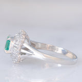 Anello ballerina vintage in platino con smeraldo (0.40ct) e diamanti (0.38ctw), anni ‘90