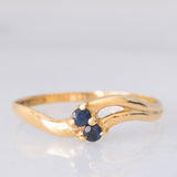 Anello Toi et Moi vintage in oro giallo 18K con zaffiri, anni ‘70