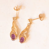 Vintage-Ohrringe aus 9-karätigem Gelb- und Weißgold mit Amethysten (ca. 0.70 ctw) und Diamanten, 70er Jahre