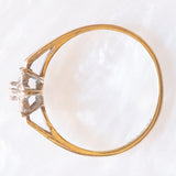 Vintage-Blumenring aus 9-karätigem Gelbgold mit Diamanten (ca. 0.07 ctw), 1984