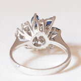 Vintage 14K white gold ring with sapphires (approx. 0.30ctw) and brilliant cut diamonds (approx. 0.50ctw), 90s