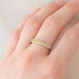 Riviera vintage in oro bianco 9K con zaffiri gialli sintetici (0.54ctw)