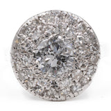 Anello vintage in oro bianco 18k con diamante centrale di 1ct e contorno di diamanti (0,32ctw), anni '60