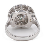 Anello vintage in oro bianco 18k con diamante centrale di 1ct e contorno di diamanti (0,32ctw), anni '60