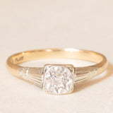 Art-Déco-Solitär aus 9-karätigem Gelbgold und Platin mit Diamant im alten Minenschliff (ca. 0.10 ct), 20er/30er Jahre
