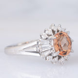 Anello ballerina in platino con topazio imperiale (1.85ct) e diamanti (0.72ctw), anni ‘80/‘90