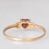 Solitario vintage in oro giallo 9K con granato di taglio a cuore (0.60ct ca.)