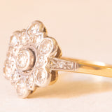 Antiker 18-Karat-Gelb- und Weißgold-Diamant-Blumenring im alten europäischen Schliff (ca. 0.88 ctw), 20er Jahre