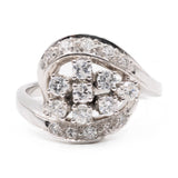 Anel de diamante em ouro branco 14k vintage (0,74ctw), década de 60