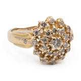 Bague vintage en or jaune 14 carats avec diamants (1 ct), années 70