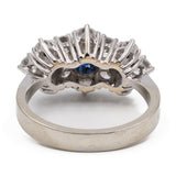 Bague vintage en or blanc 18 carats avec diamants (1,34 ct) et saphirs (0,90 ct), années 60