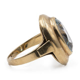Bague cocktail vintage en or jaune 8 carats et aigue-marine (environ 3.30 ct), années 70