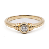 Anello vintage solitario in oro giallo 14k con diamante (0,14ctw), anni '70