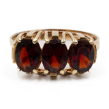 Anello vintage trilogy in oro giallo 14k con granati