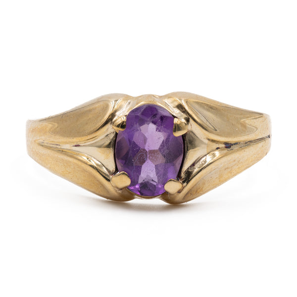 Anello vintage in oro giallo 8k con ametista
