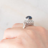 Anello ballerina vintage in platino con zaffiro stellato (4.59ct) e diamanti (0.85ctw), anni '90