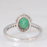 Anello a margherita moderno in oro bianco 9K con smeraldo (1ctw ca.) e diamanti (0.36ctw ca.)