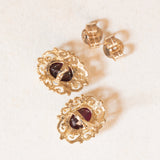 Boucles d'oreilles grenat vintage en or jaune 9 carats, 60