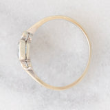 Trilogy vintage in oro bianco 9K con acquamarina (0.40ct ca.) e diamanti di taglio brillante (0.02ctw ca.), anni ‘70