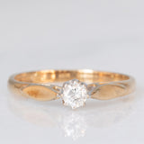 Vintage-Solitär aus 9 Karat Gelbgold mit Diamant im Brillantschliff (ca. 0.15 ct), 1990