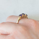 Trilogía vintage de oro amarillo de 14 quilates con amatistas (aprox. 0.90 cts), década de 90