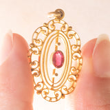 Vintage-Anhänger aus 8-karätigem Gelbgold mit rosa Glaspaste, 50er Jahre