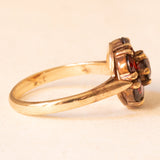 Vintage-Gänseblümchen-Ring aus 9-karätigem Gelbgold mit Granaten (ca. 1 Karat), 50er Jahre