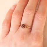 Vintage 9K Yellow Gold Flower Ring with Garnets (0.30ctw approx.)