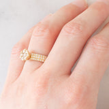 Anello a fiore in oro giallo 18K con diamanti di taglio brillante (1ctw), anni ‘70/‘80