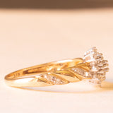 Vintage-Diamant-Blumenring aus 9-karätigem Gelb- und Weißgold (ca. 0.20 ctw), 70er Jahre