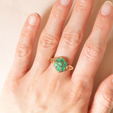 Anello vintage in oro giallo 14K con smeraldi (1.20ctw ca.), anni ‘70