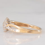 Anello a fiore vintage in oro giallo 9K con diamanti (0.25ctw ca.), anni ‘90
