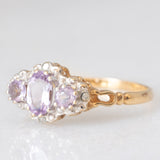 Anello vintage in stile vittoriano in oro giallo 9K con ametiste (0.50ctw ca.) e diamanti